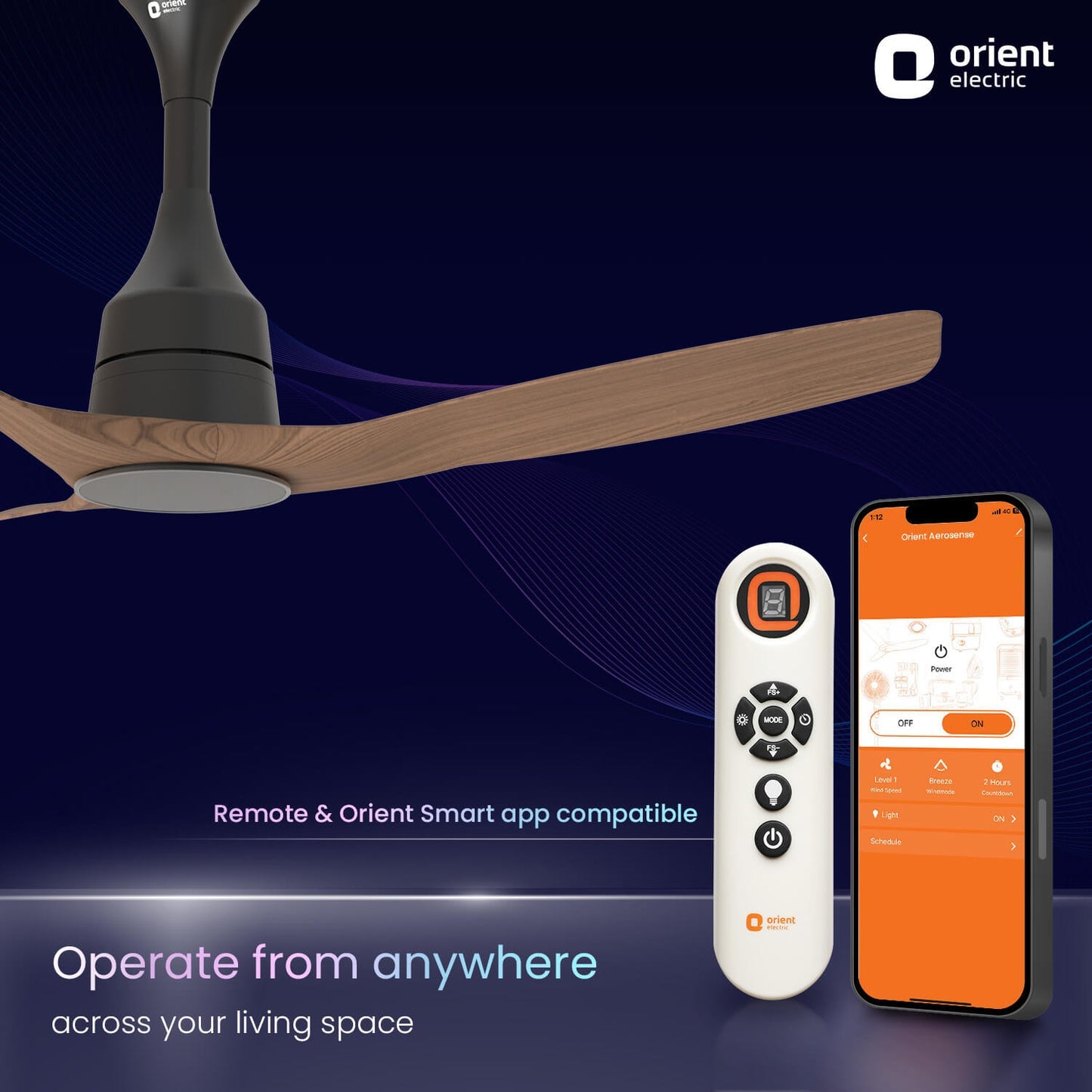 Aerosense Smart BLDC Ceiling Fan Underlight Ash Wood