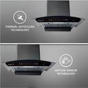 Hindware EVITA 60 | Suction:1200 m³/hr* | Filterless | 3 Speed Gesture Control | Auto Clean Wall Mounted BLACK 1200 CMH Chimney