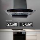 Hindware EVITA 60 | Suction:1200 m³/hr* | Filterless | 3 Speed Gesture Control | Auto Clean Wall Mounted BLACK 1200 CMH Chimney