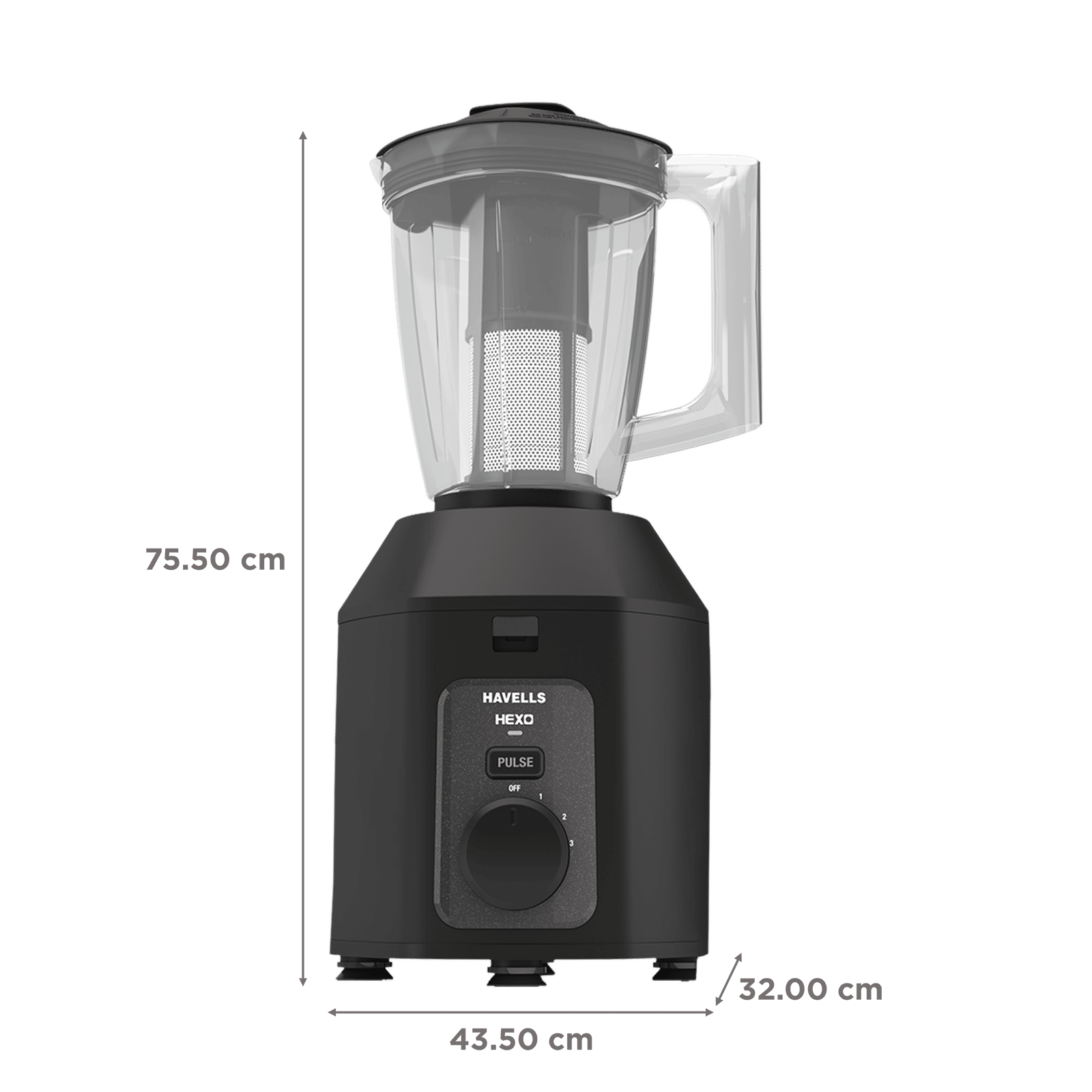 HAVELLS Hexo Plus 1100 Watt Jars Mixer Grinder (Black)