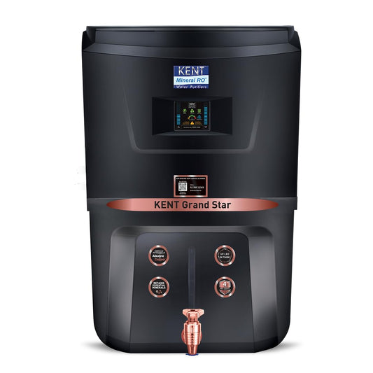 KENT Grand Star RO+UV+UF+TDS+Copper+Alkaline Water Purifier | 9L | 20 LPH | UV-in-Tank | Black
