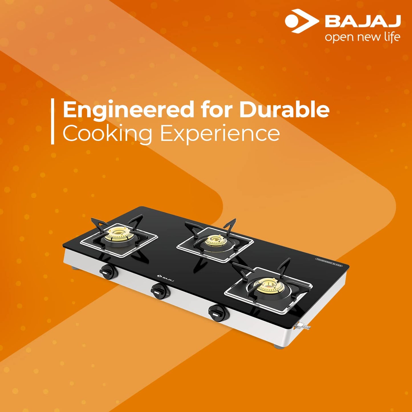 Bajaj Gas Stove Stainless Steel Glass Top 3 Burner 3BJGS7