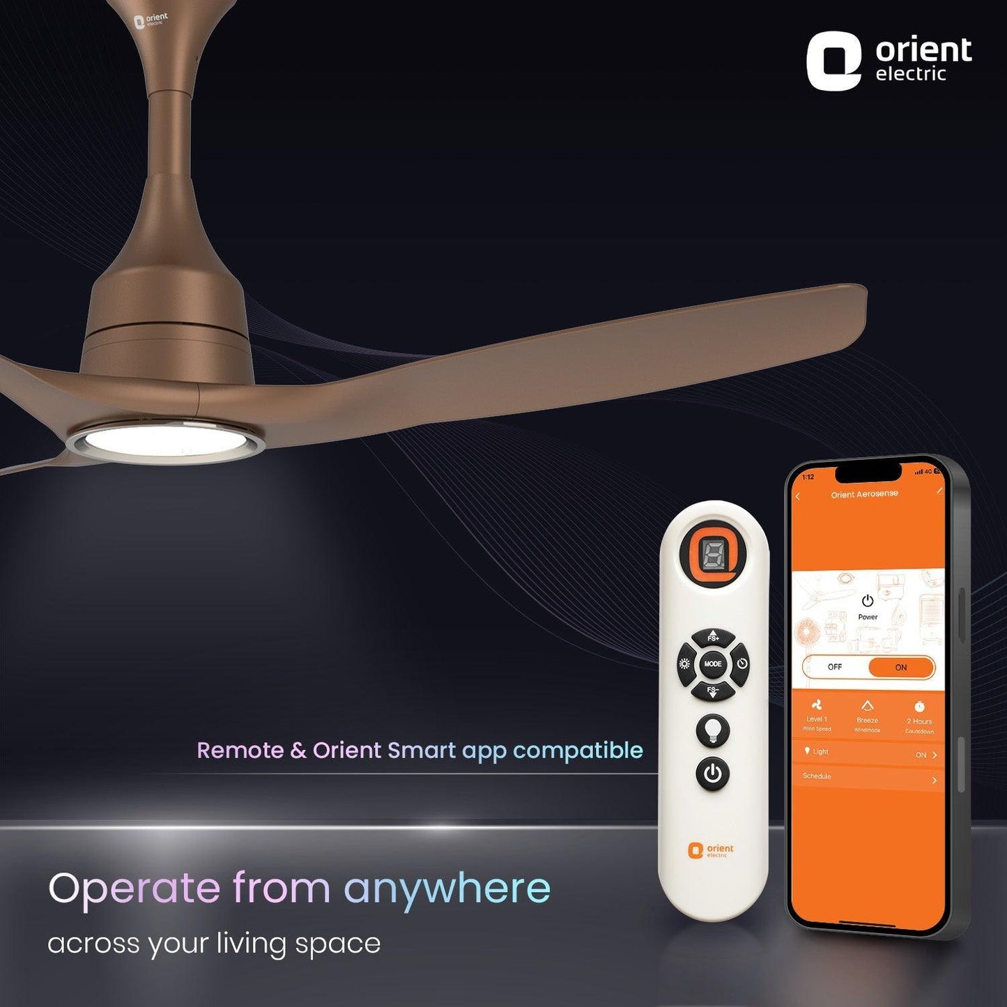 Aerosense Smart BLDC Ceiling Fan Underlight Ash Wood