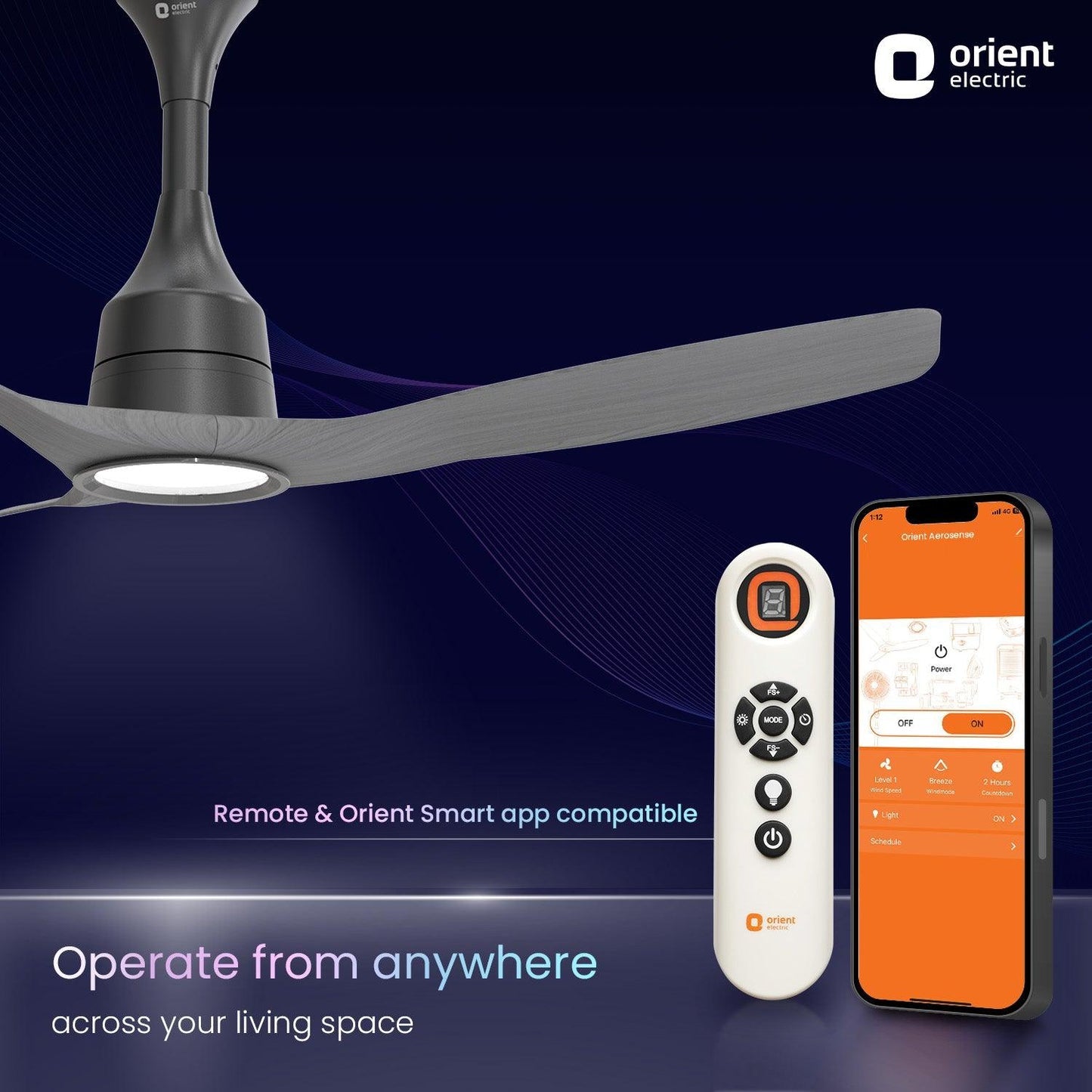 Aerosense Smart BLDC Ceiling Fan Underlight Ash Wood