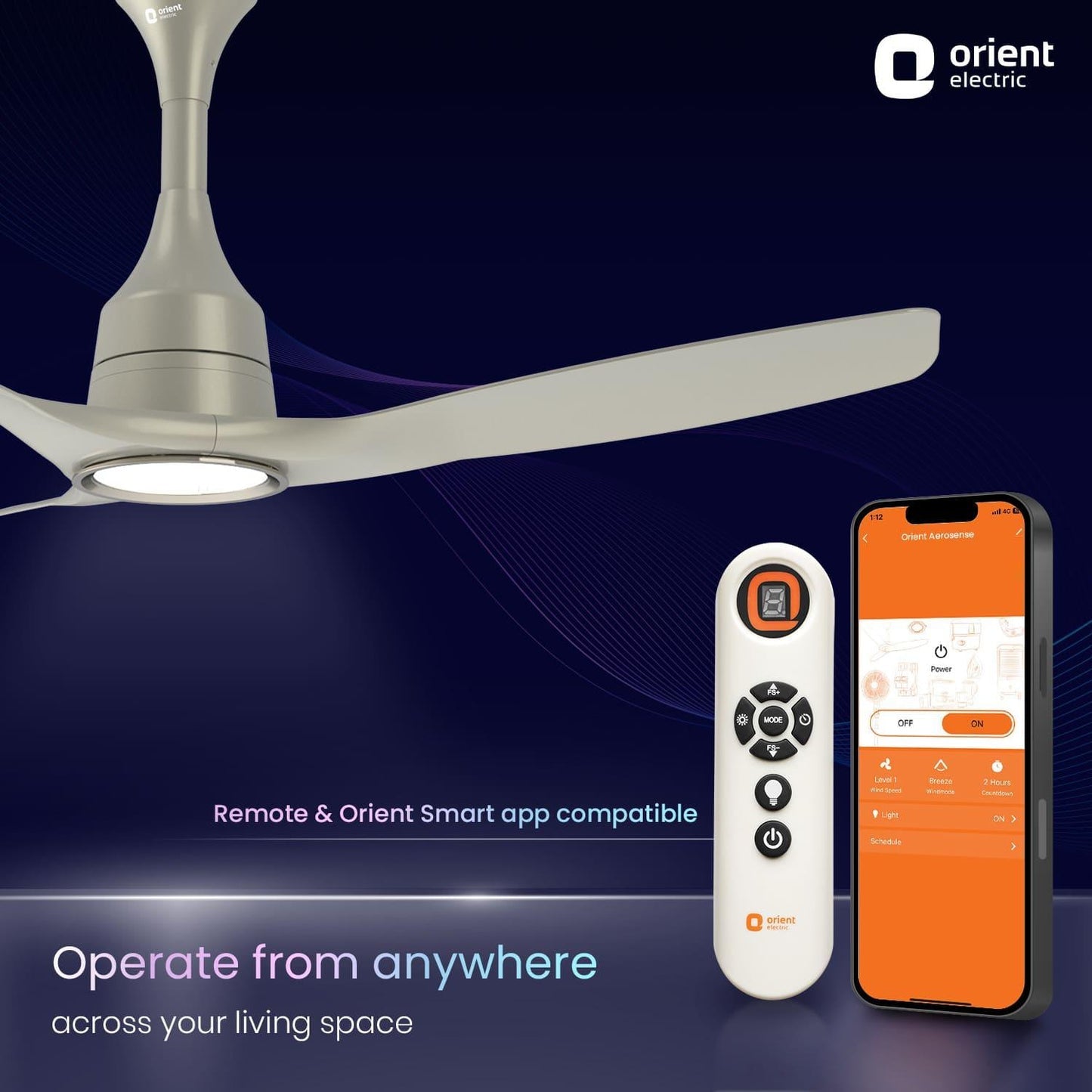 Aerosense Smart BLDC Ceiling Fan Underlight Ash Wood