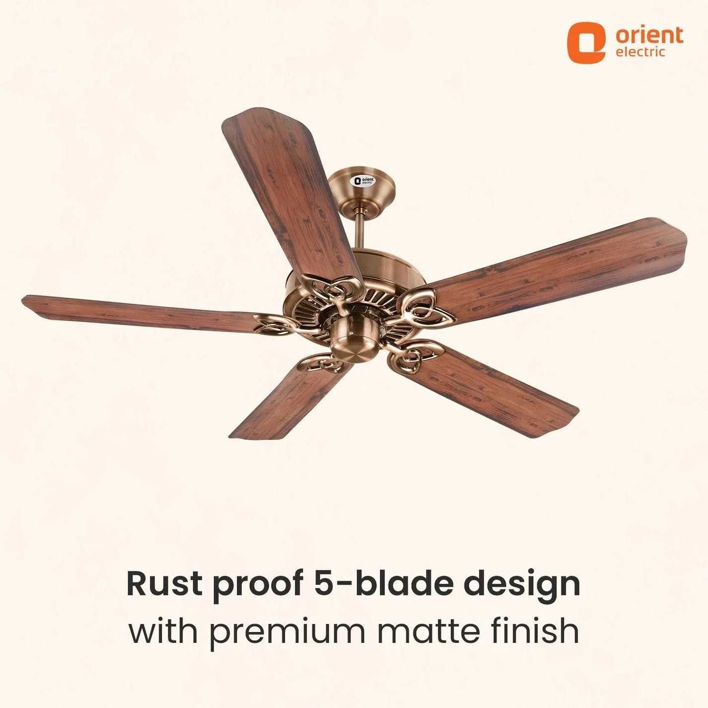 Orient Electric 1300mm Subaris Royal Designer Ceiling Fan with Remote 1300mm Antique Copper