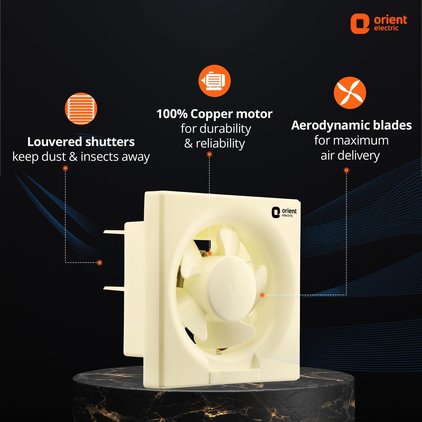 Ventilator DX 250mm (9.84 inch) Exhaust Fan for Kitchen White