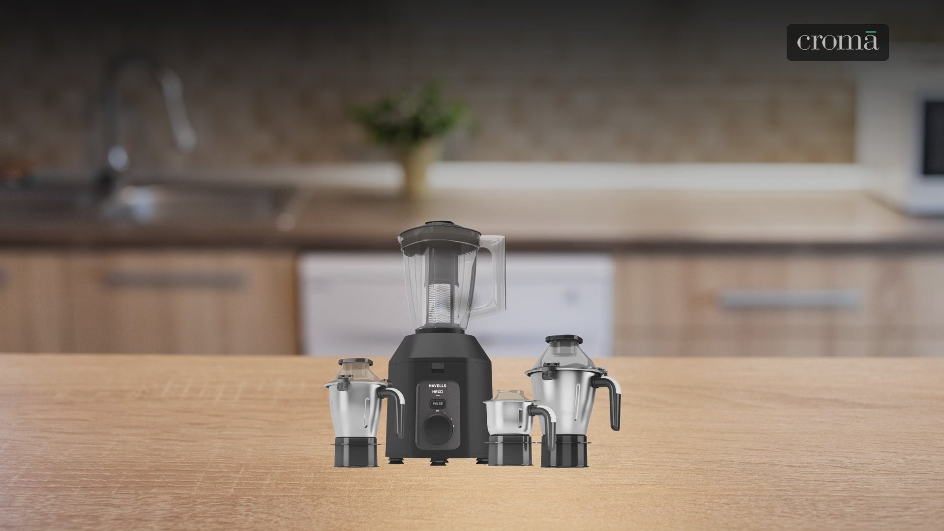 HAVELLS Hexo Plus 1100 Watt 4 Jars Mixer Grinder (Black)